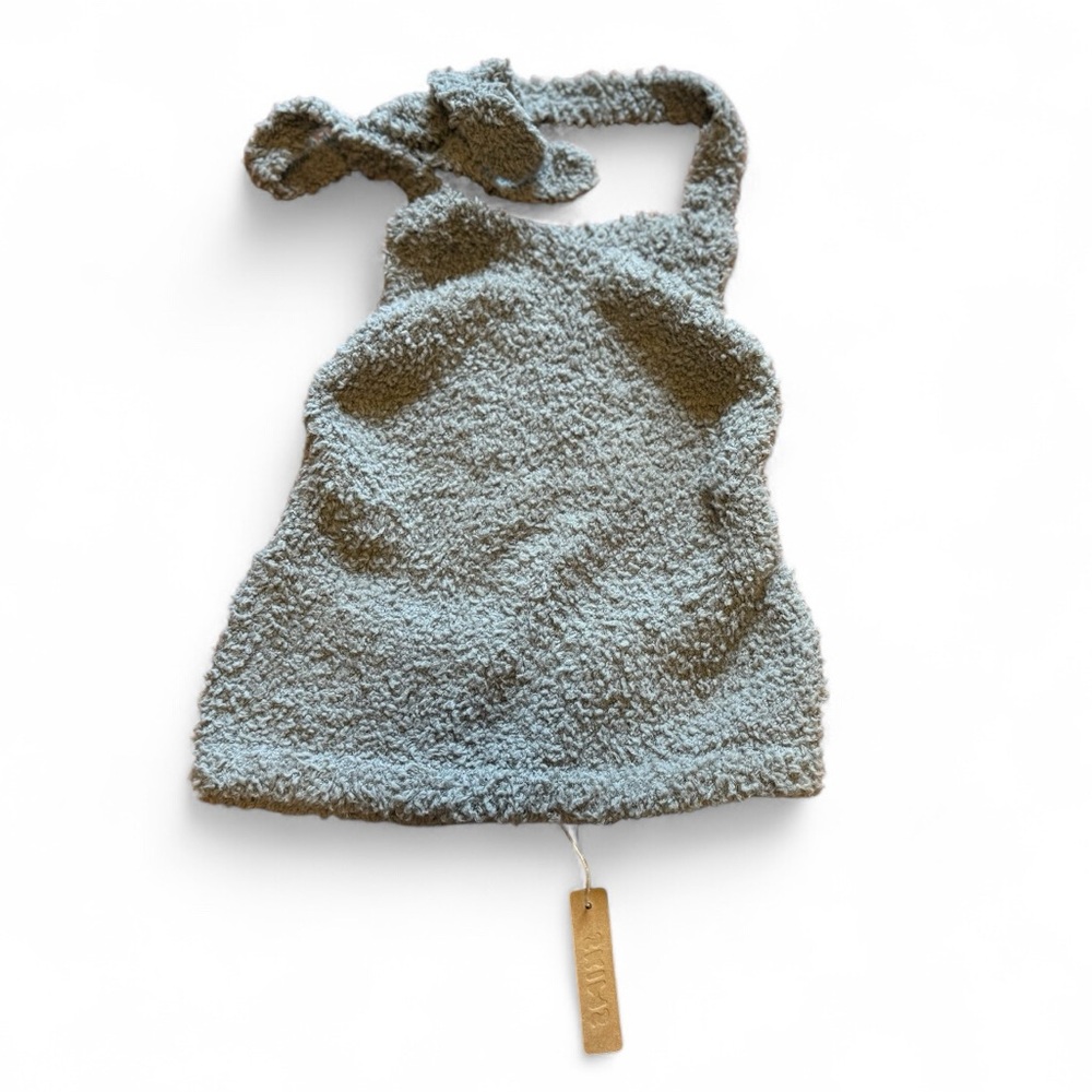 NWT Skims Cozy Knit Halter Bra Top In Smoke Grey Size L/XL